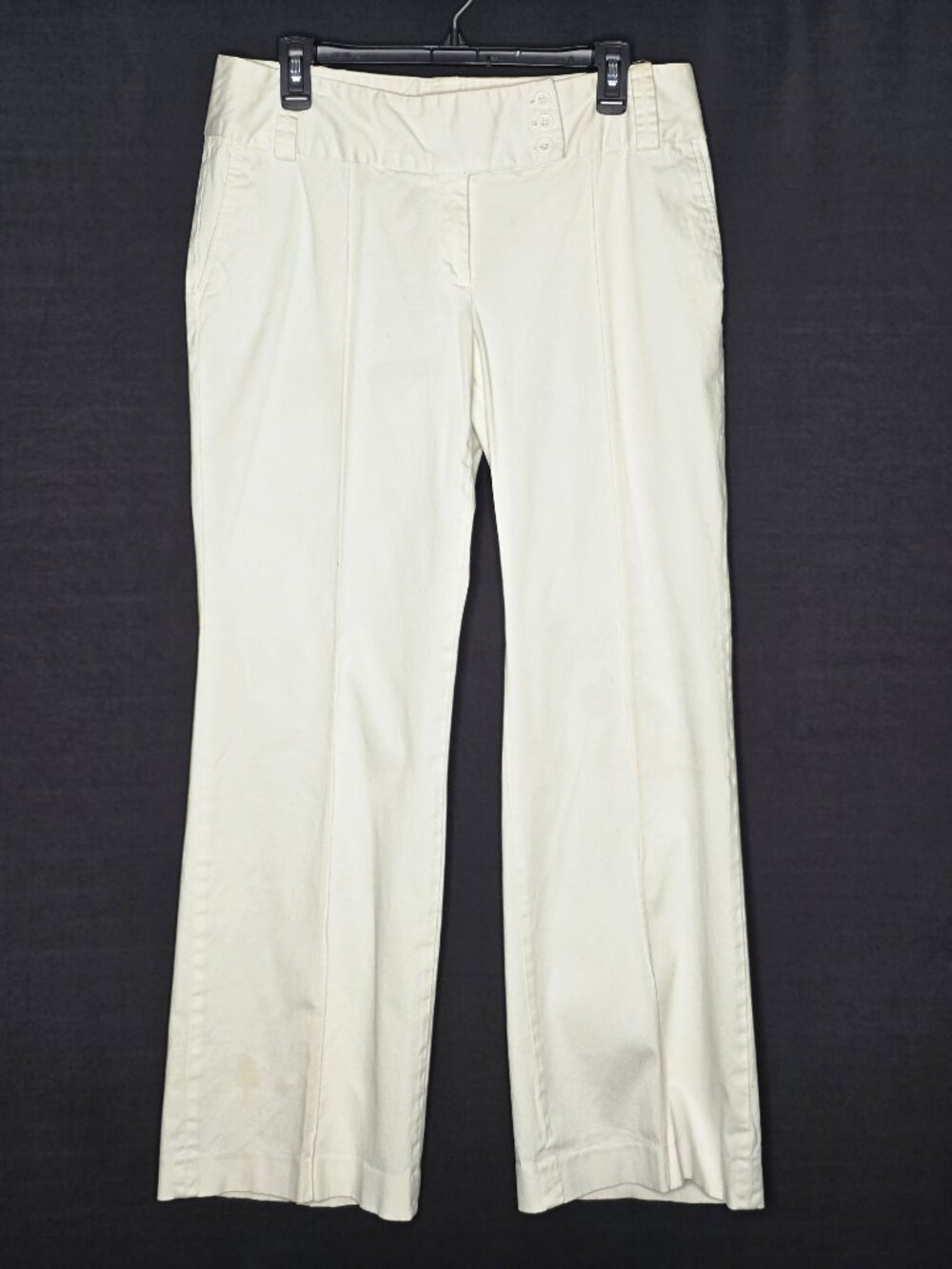 Axcess Wide Waistband Dress Slacks – Cream/White, Flare Leg with Front Seams